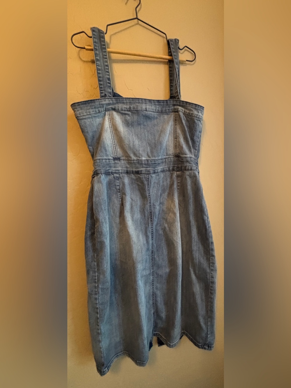 Indigo Robe Denim Button-Front Midi Dress with Straps - Blue Women’s Medium - Picture 2 of 10